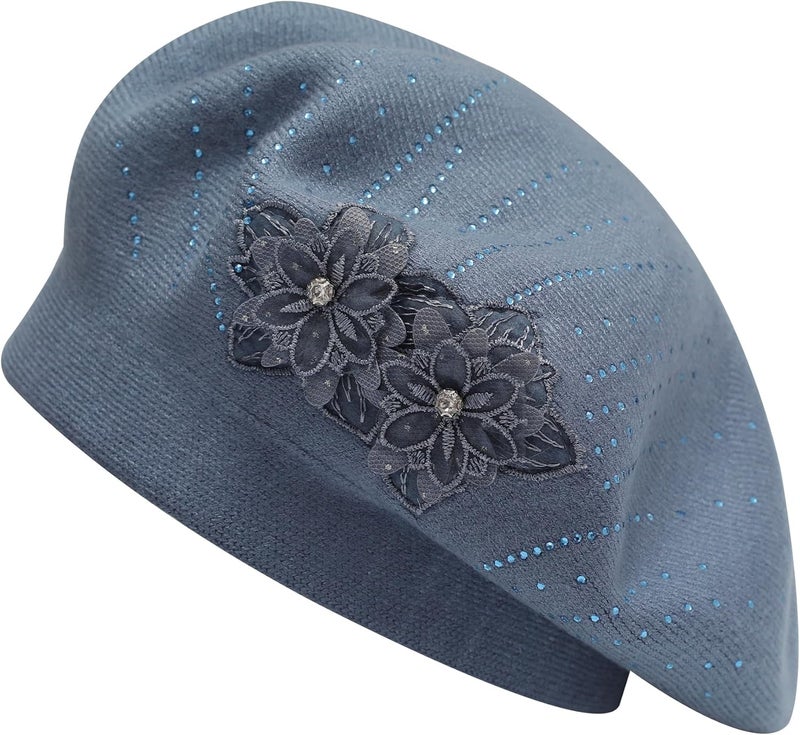 ZLYC Womens French Beret hat, Reversible Solid Color Mosaic Warm Beret Cap for Girls - Image 1